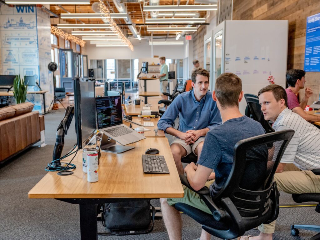 A group of people chatting at a Digital Marketing Agency in Dubai